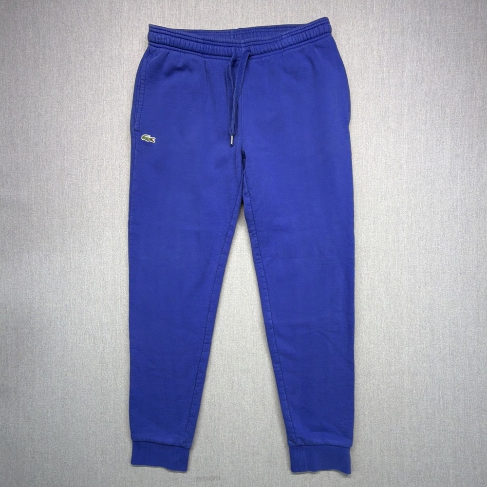 Lacoste Sport Sweatpants Mens Large Blue Fleece Jogger Track Gator Logo